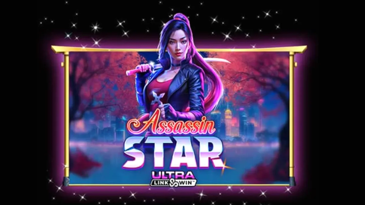 Assassin Star স্লটের নিওন-জাপানি থিম এবং গেমপ্লে ইন্টারফেসের একটি ঝলক